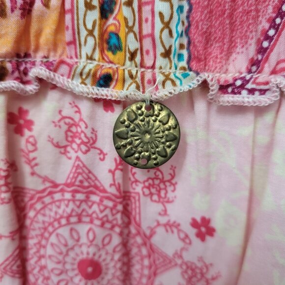 VTG Babydoll Dress Mini Rue21 Floral Medallion Jr M Y2K Coquette Romantic Sequin - Picture 14 of 16